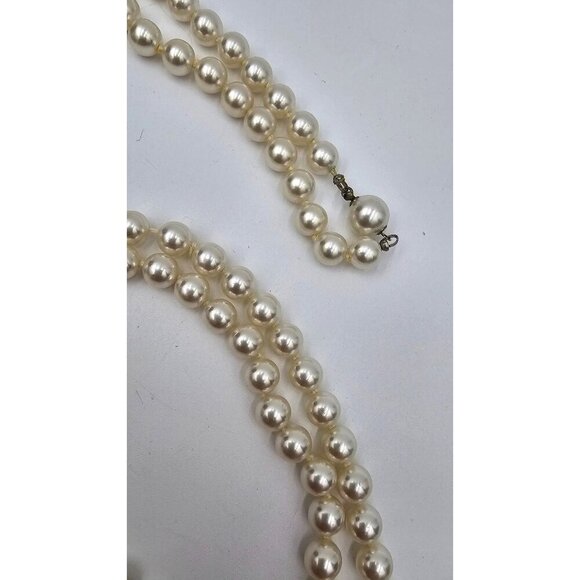 Vintage Hand Tied Rope Faux Pearl Necklace 90" Hidden Clasp - Picture 2 of 6